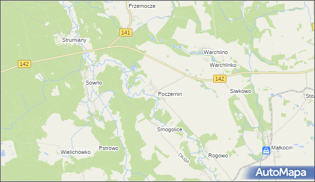 mapa Poczernin gmina Stargard, Poczernin gmina Stargard na mapie Targeo