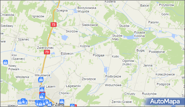 mapa Podgaje gmina Busko-Zdrój, Podgaje gmina Busko-Zdrój na mapie Targeo