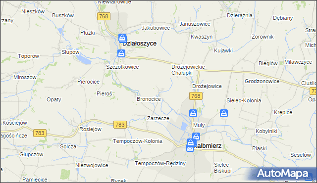 mapa Podgaje gmina Skalbmierz, Podgaje gmina Skalbmierz na mapie Targeo