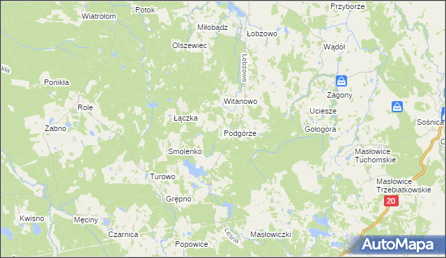 mapa Podgórze gmina Kołczygłowy, Podgórze gmina Kołczygłowy na mapie Targeo