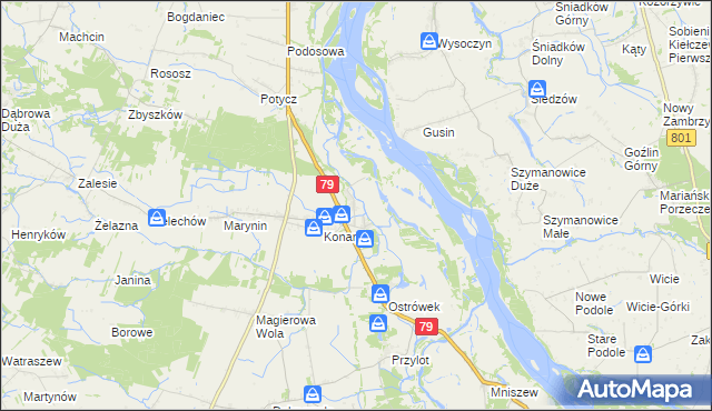 mapa Podgórzyce gmina Warka, Podgórzyce gmina Warka na mapie Targeo