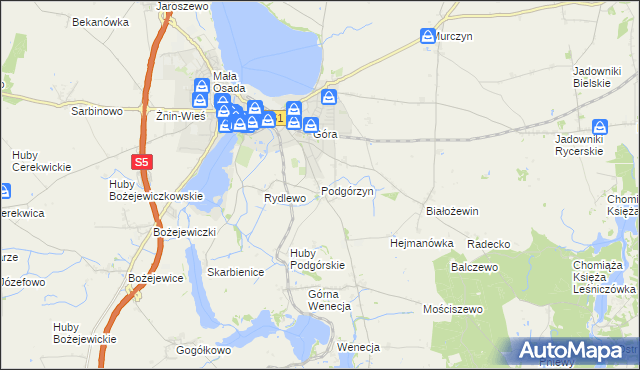mapa Podgórzyn gmina Żnin, Podgórzyn gmina Żnin na mapie Targeo