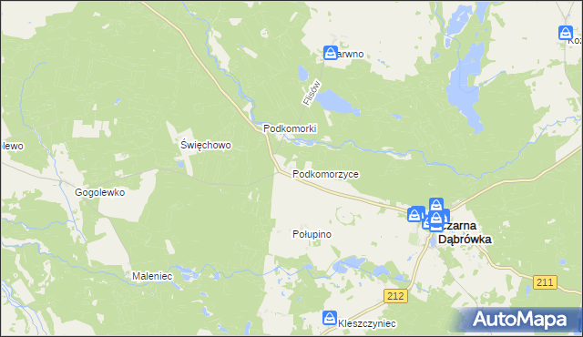 mapa Podkomorzyce, Podkomorzyce na mapie Targeo