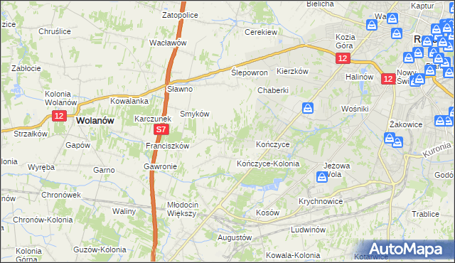 mapa Podkończyce, Podkończyce na mapie Targeo