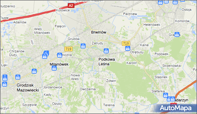 mapa Podkowa Leśna, Podkowa Leśna na mapie Targeo