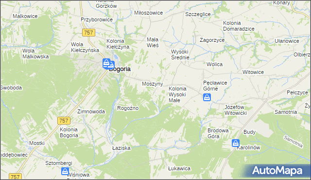mapa Podlesie gmina Bogoria, Podlesie gmina Bogoria na mapie Targeo