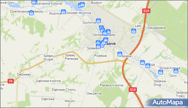 mapa Podlesie gmina Kraśnik, Podlesie gmina Kraśnik na mapie Targeo