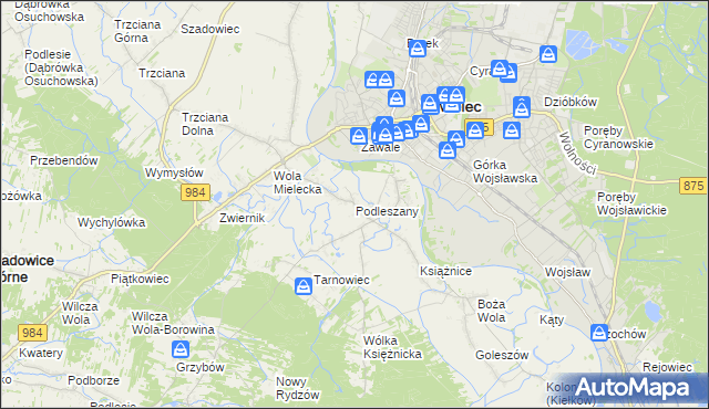 mapa Podleszany, Podleszany na mapie Targeo