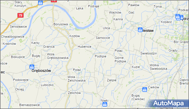 mapa Podlipie gmina Bolesław, Podlipie gmina Bolesław na mapie Targeo