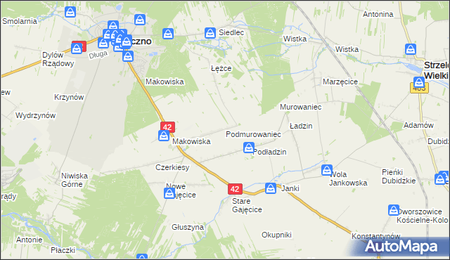 mapa Podmurowaniec, Podmurowaniec na mapie Targeo