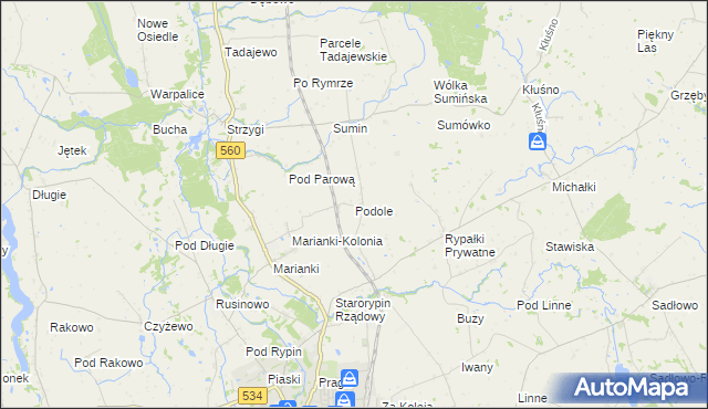 mapa Podole gmina Rypin, Podole gmina Rypin na mapie Targeo