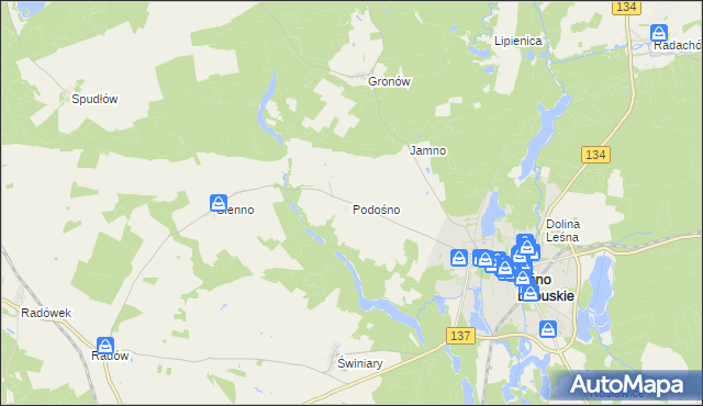 mapa Podośno, Podośno na mapie Targeo