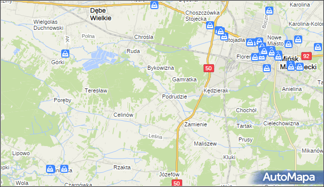 mapa Podrudzie, Podrudzie na mapie Targeo