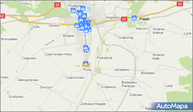 mapa Podrzecze gmina Piaski, Podrzecze gmina Piaski na mapie Targeo