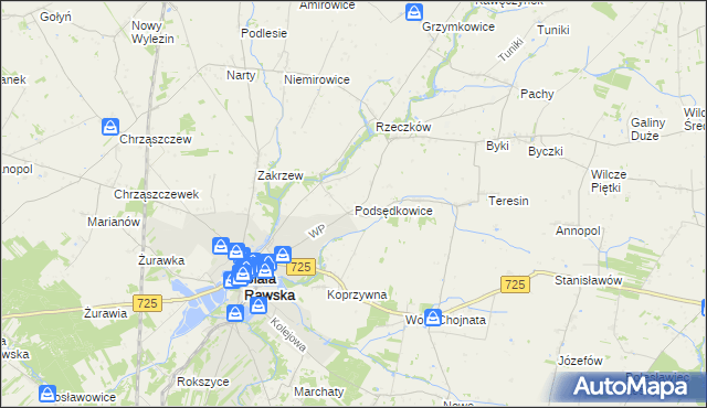 mapa Podsędkowice, Podsędkowice na mapie Targeo