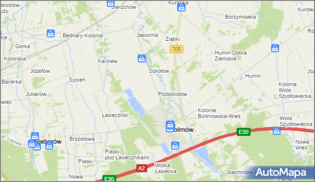 mapa Podsokołów, Podsokołów na mapie Targeo