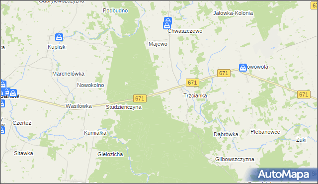 mapa Podtrzcianka, Podtrzcianka na mapie Targeo
