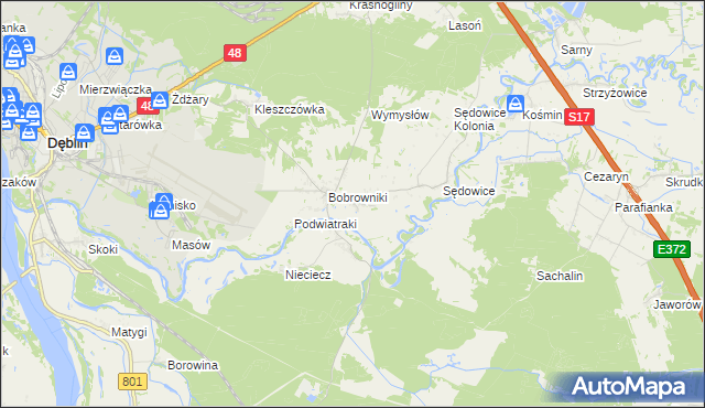 mapa Podwierzbie gmina Ryki, Podwierzbie gmina Ryki na mapie Targeo