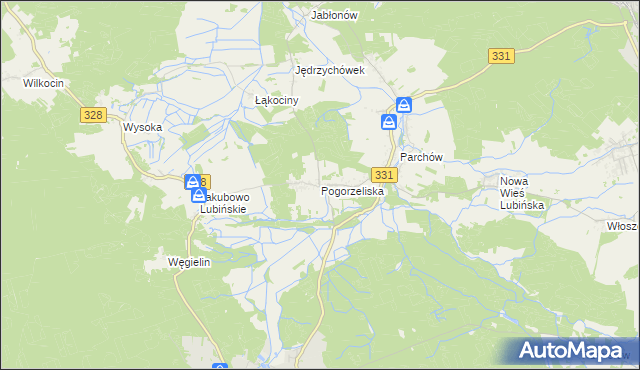 mapa Pogorzeliska, Pogorzeliska na mapie Targeo