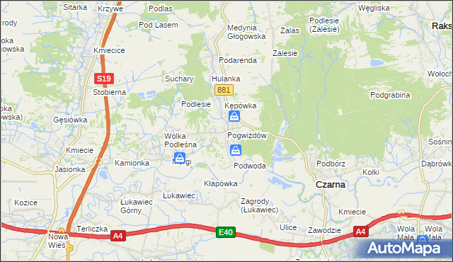 mapa Pogwizdów gmina Czarna, Pogwizdów gmina Czarna na mapie Targeo