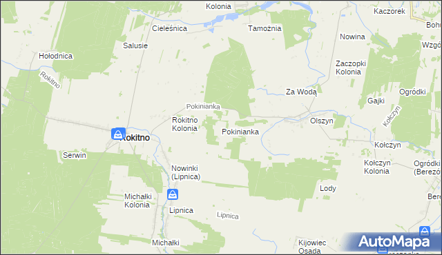 mapa Pokinianka, Pokinianka na mapie Targeo