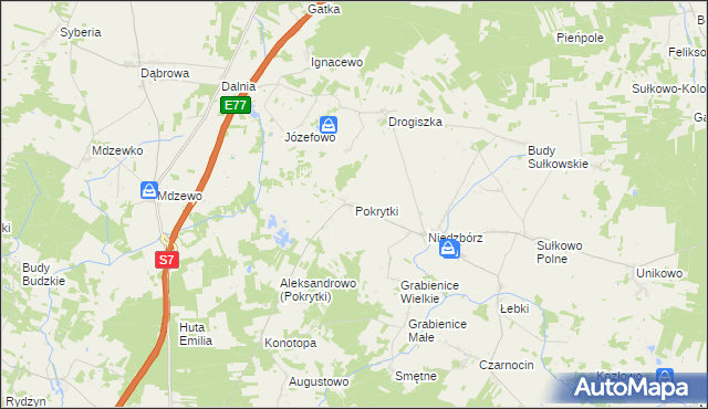 mapa Pokrytki, Pokrytki na mapie Targeo