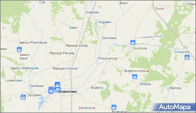 mapa Pokrzywnica gmina Goworowo, Pokrzywnica gmina Goworowo na mapie Targeo