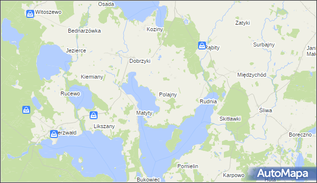 mapa Polajny, Polajny na mapie Targeo