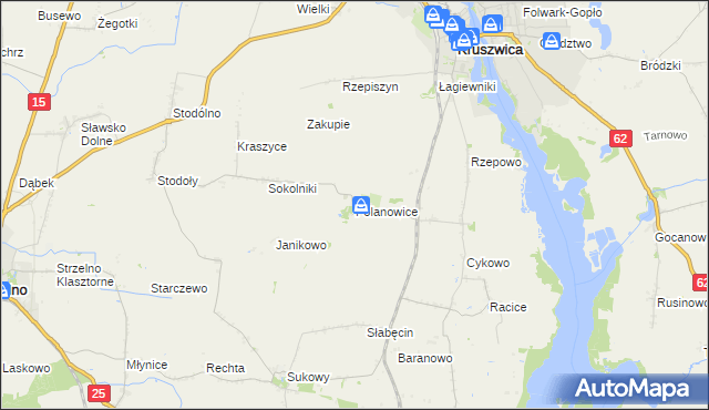 mapa Polanowice gmina Kruszwica, Polanowice gmina Kruszwica na mapie Targeo