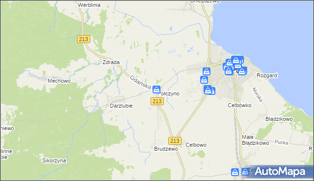 mapa Połczyno gmina Puck, Połczyno gmina Puck na mapie Targeo