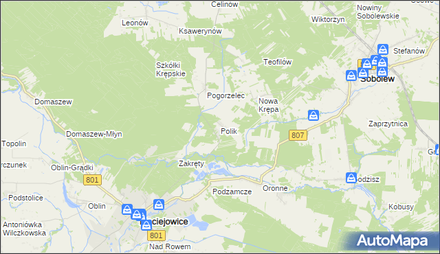 mapa Polik gmina Maciejowice, Polik gmina Maciejowice na mapie Targeo