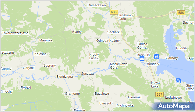 mapa Pólko gmina Michałowo, Pólko gmina Michałowo na mapie Targeo