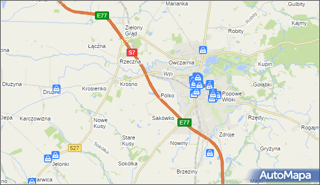 mapa Pólko gmina Pasłęk, Pólko gmina Pasłęk na mapie Targeo