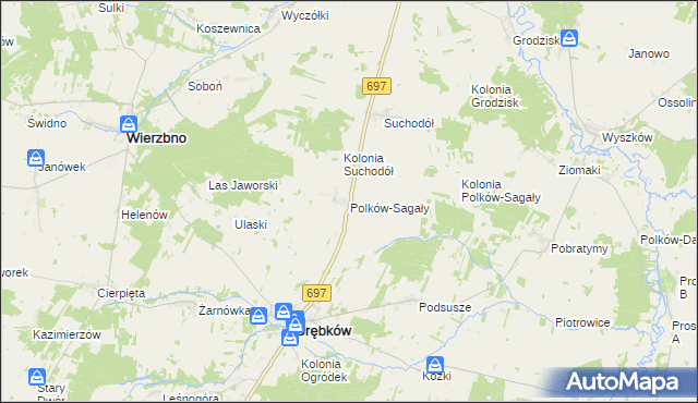 mapa Polków-Sagały, Polków-Sagały na mapie Targeo