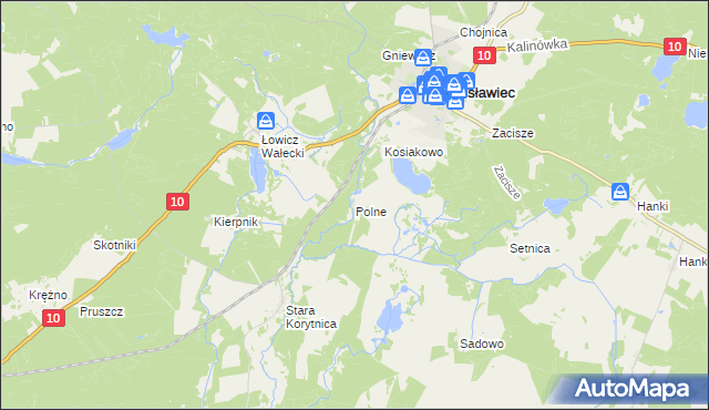 mapa Polne gmina Mirosławiec, Polne gmina Mirosławiec na mapie Targeo