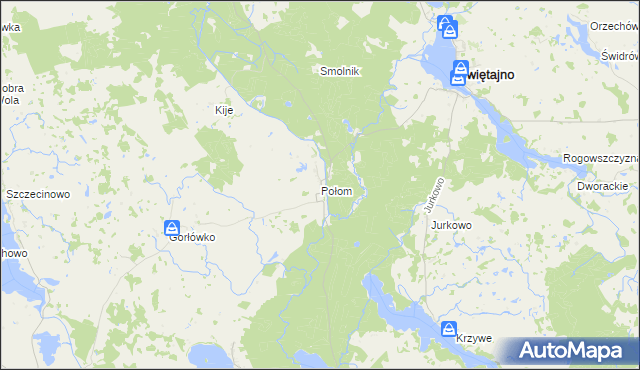 mapa Połom gmina Świętajno, Połom gmina Świętajno na mapie Targeo