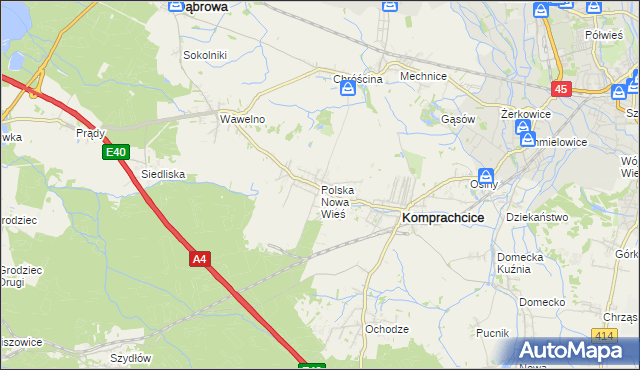 mapa Polska Nowa Wieś, Polska Nowa Wieś na mapie Targeo