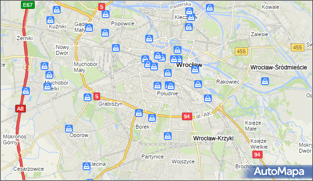 mapa Południe, Południe na mapie Targeo