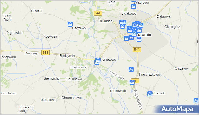 mapa Poniatowo gmina Żuromin, Poniatowo gmina Żuromin na mapie Targeo