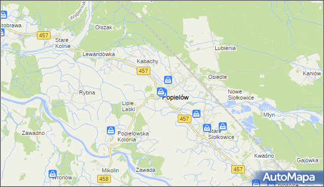 mapa Popielów powiat opolski, Popielów powiat opolski na mapie Targeo