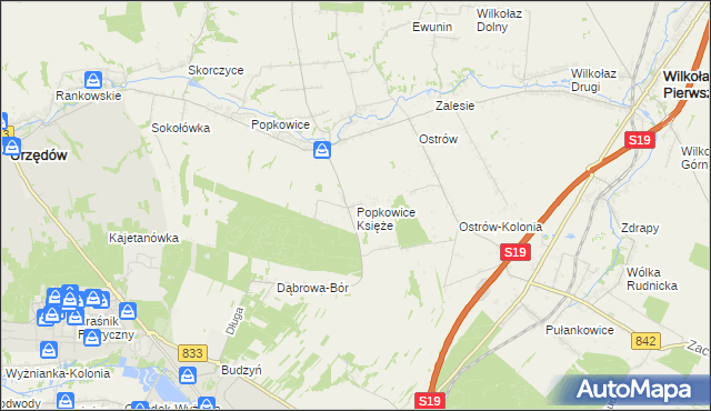 mapa Popkowice Księże, Popkowice Księże na mapie Targeo