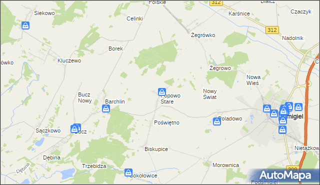 mapa Popowo Stare, Popowo Stare na mapie Targeo