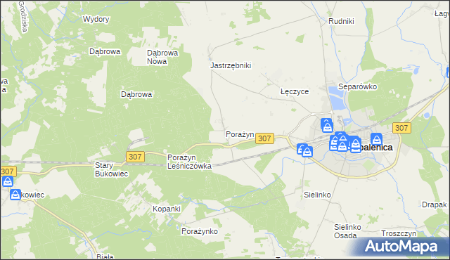 mapa Porażyn, Porażyn na mapie Targeo