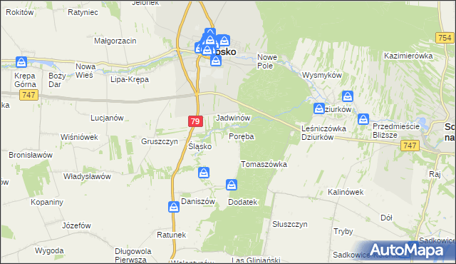 mapa Poręba gmina Lipsko, Poręba gmina Lipsko na mapie Targeo