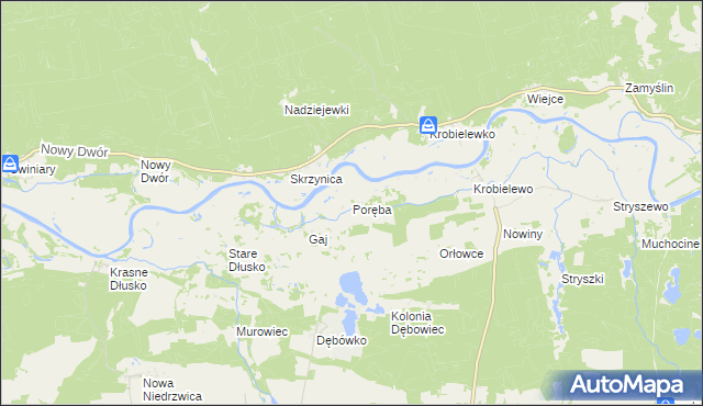 mapa Poręba gmina Przytoczna, Poręba gmina Przytoczna na mapie Targeo