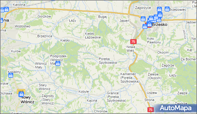 mapa Poręba Spytkowska, Poręba Spytkowska na mapie Targeo