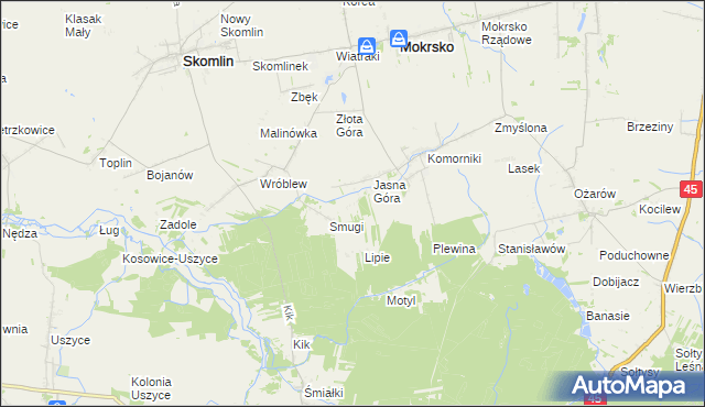 mapa Poręby gmina Mokrsko, Poręby gmina Mokrsko na mapie Targeo