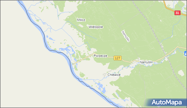 mapa Porzecze gmina Boleszkowice, Porzecze gmina Boleszkowice na mapie Targeo