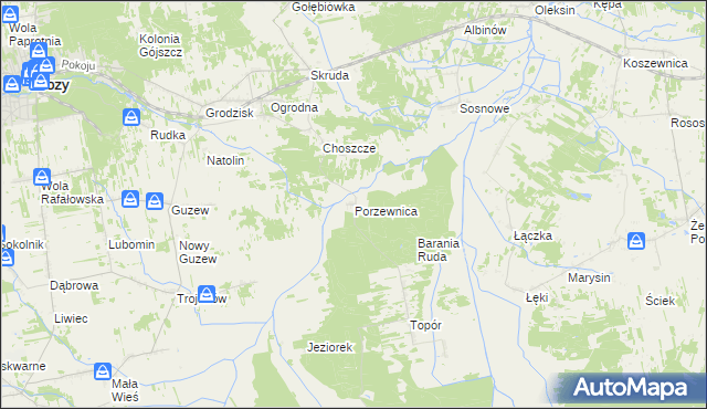 mapa Porzewnica, Porzewnica na mapie Targeo