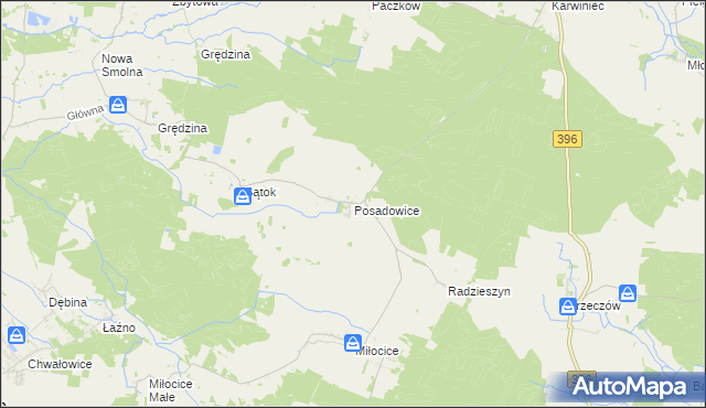 mapa Posadowice, Posadowice na mapie Targeo